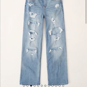 NWT Girls Abercrombie kids wide leg distressed jeans size 11/12